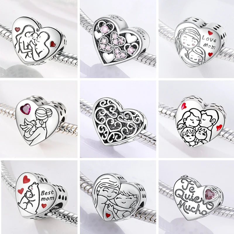 New 925 Sterling Silver Charm Love Heart Warm Family Series Beads Fit Original Charms Bracelets Pendant DIY Jewelry Gift - Madeinsea©