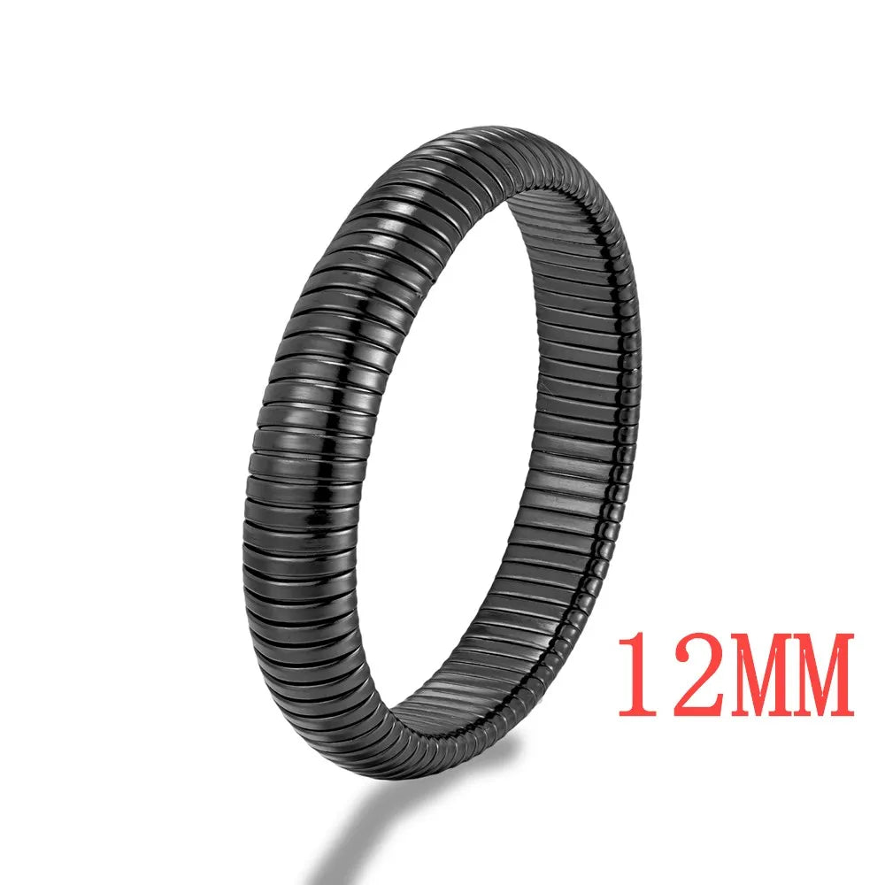 MKENDN Fashion Women Antique Original Design Bracelet Wide And Narrow Elastic Bracelet Ladies Stainless Steel Trendy Bracelet