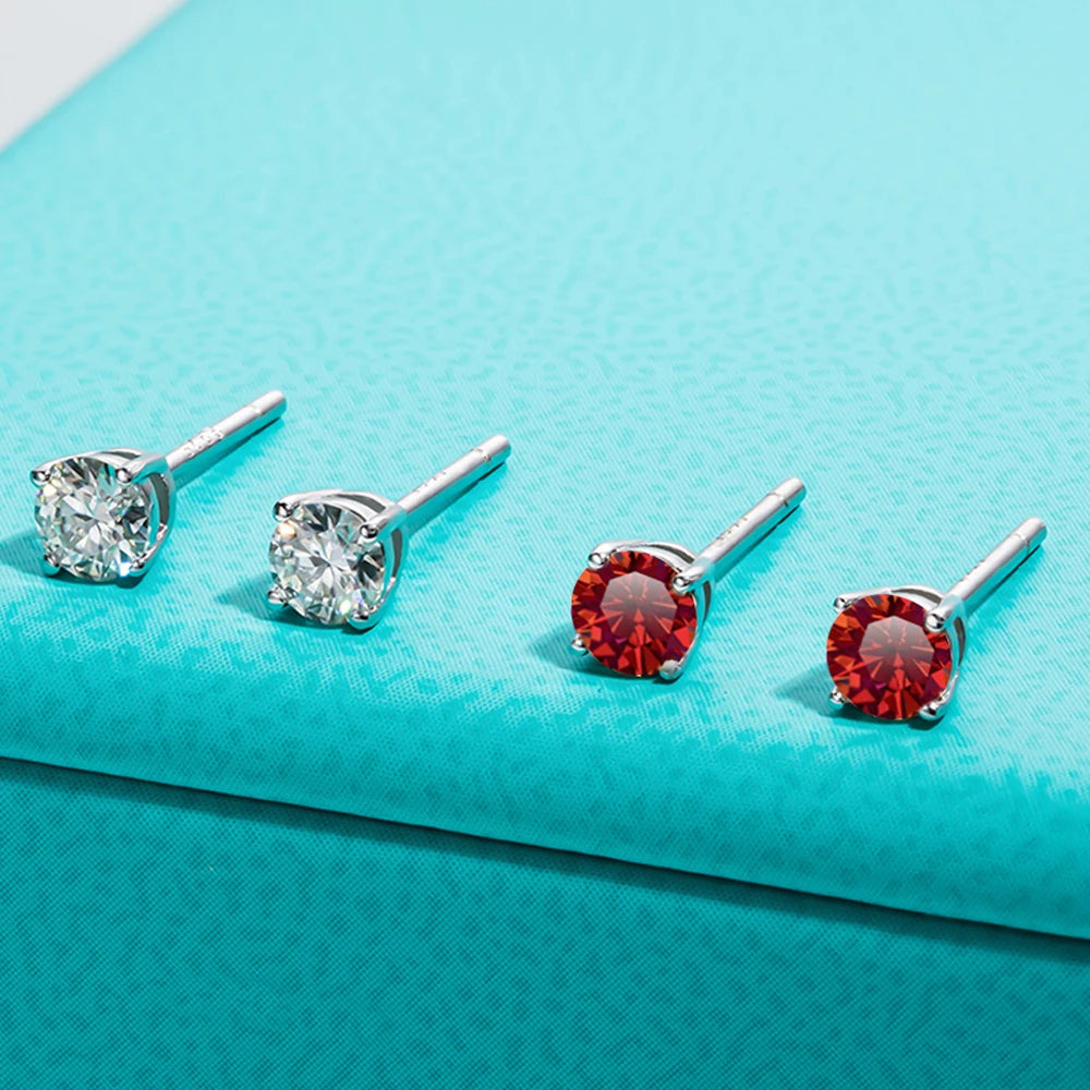 Serenity 0.5ct 1ct 2ct Four Claw Colorful Moissanite Earrings for Women 100% 925 Sterling Silver Plated 18K Stud Earring Jewelry - Madeinsea©