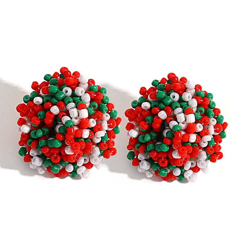 Aensoa Simple Multicolor Ethnic Resin Handmade Beaded Earrings For Women Accessories Bohemia Geometric Earrings Fashion Jewelry