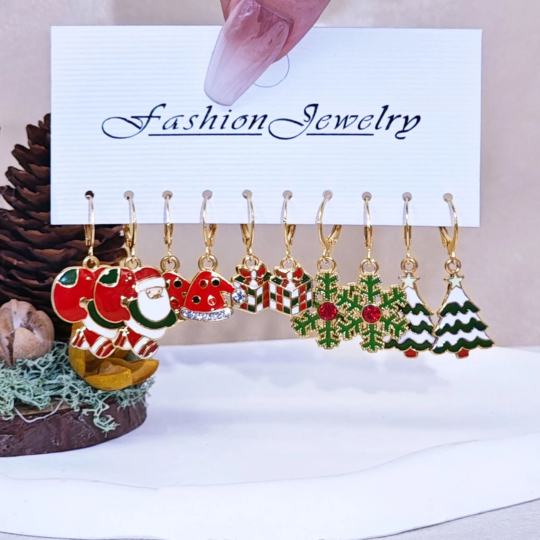 50PCS/10PCS Christmas Theme Earrings Vintage Metal Santa Earrings for Designing Women Fashion Christmas Gifts