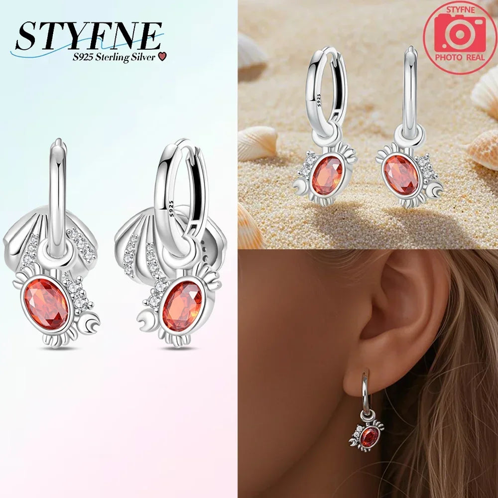 925 Sterling Silver Insect series butterflies luminous fireflies Hoop Earrings With Zircon for Wedding Party Women Jewelry Girls