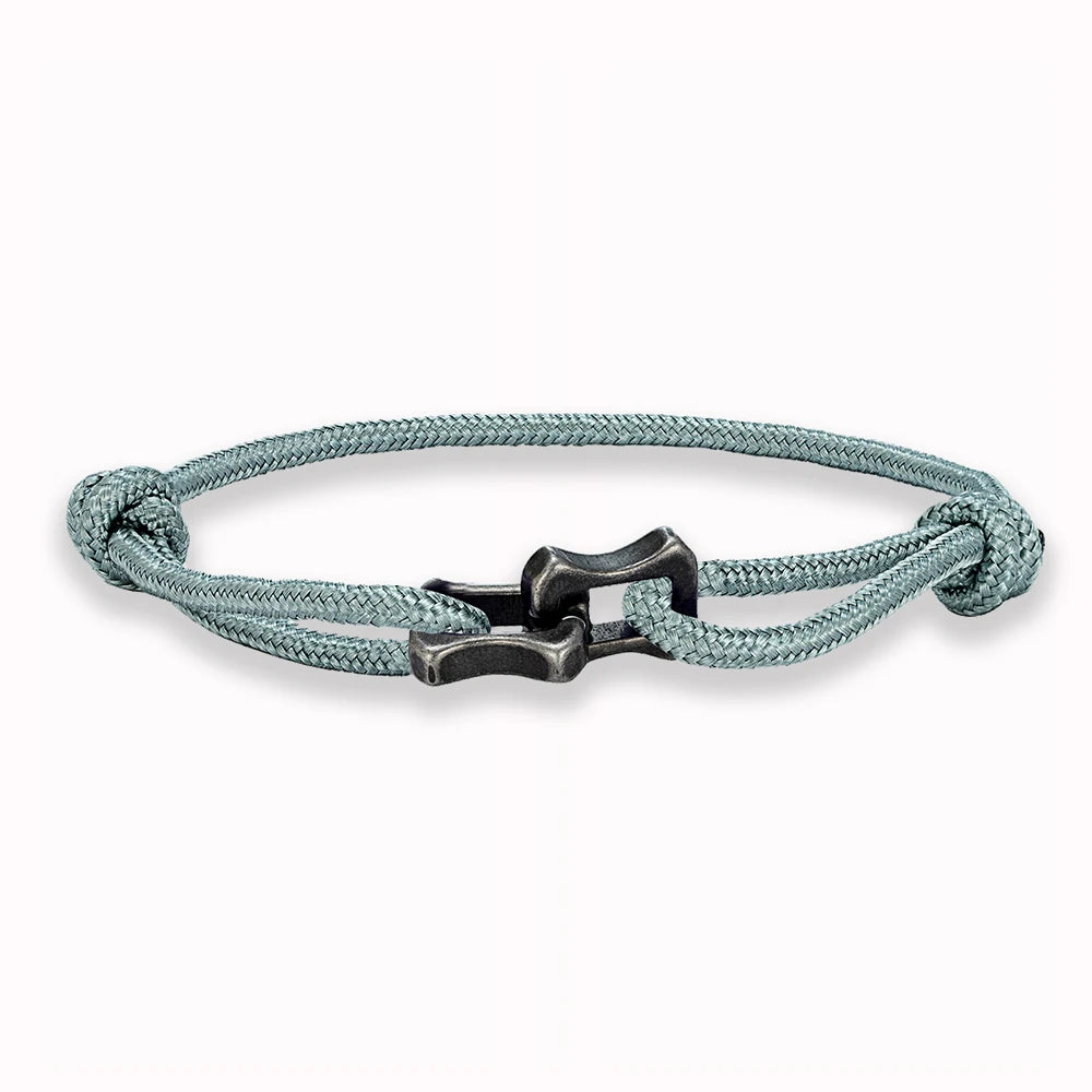 MKENDN Locomotive Vintage Oxidized Black Keel Chain Link Men Women Nylon Rope Bracelet Punk Stainless Steel Motorcycle Bracelets