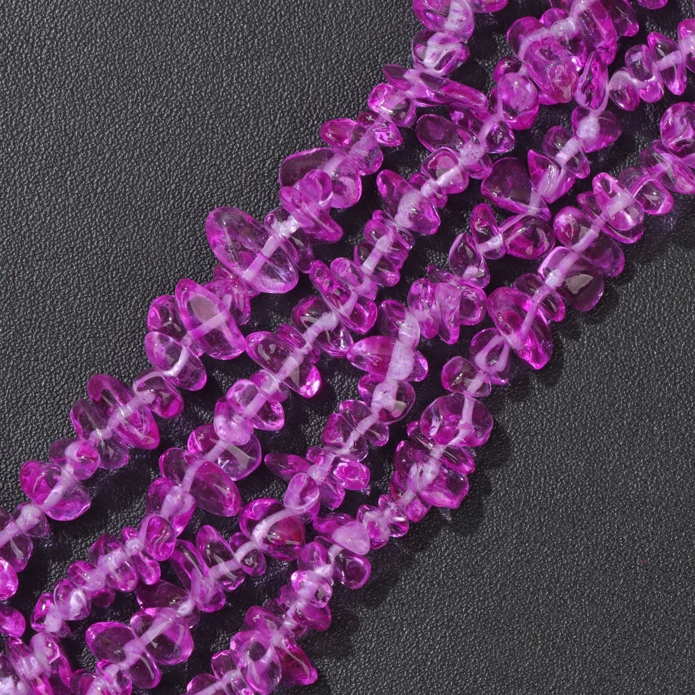5-8MM Colorful Irregular Glass Beads Dyed Transparent Crystal Chips Beads Fit DIY Women Jewelry Bracelet Necklace Earring