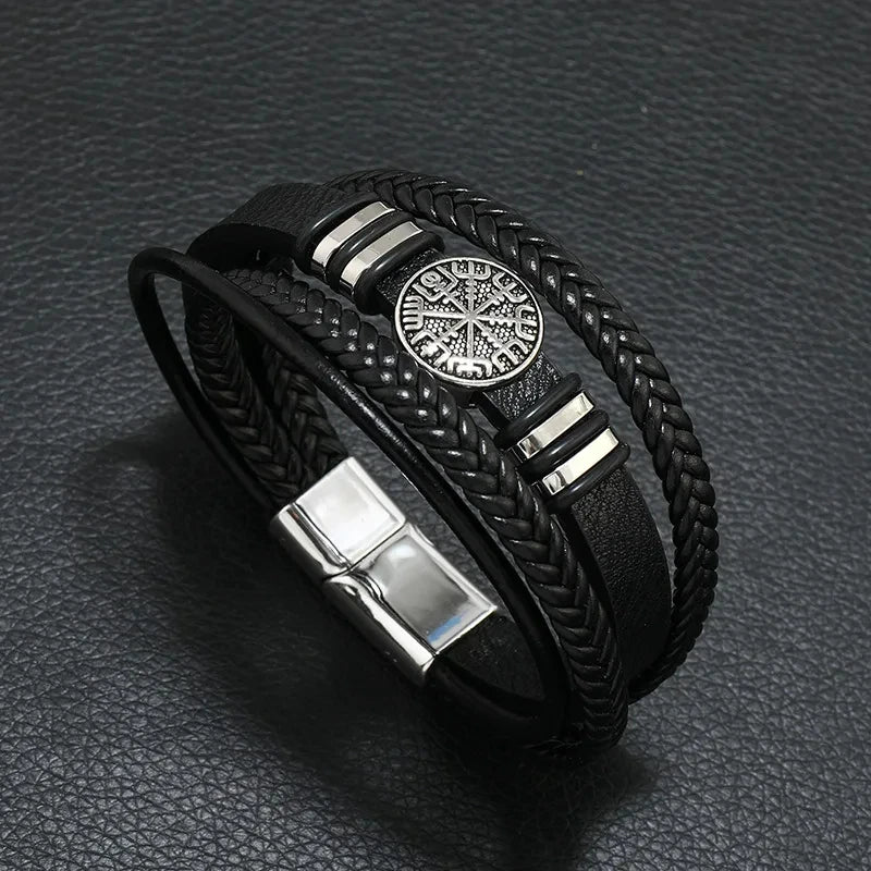 Trendy Leather Bracelets Men Stainless Steel Multilayer Braided Rope Bracelets For Male Bracelets Jewelry Pulsera Hombre - Madeinsea©