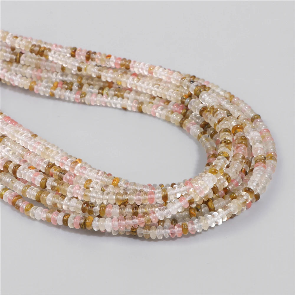 Natural Flat Round Stone Beads Abacus Shape Jaspers Quartzs Gems Beads For DIY Necklace Earrings Jewelry Making Accessori 2*4mm