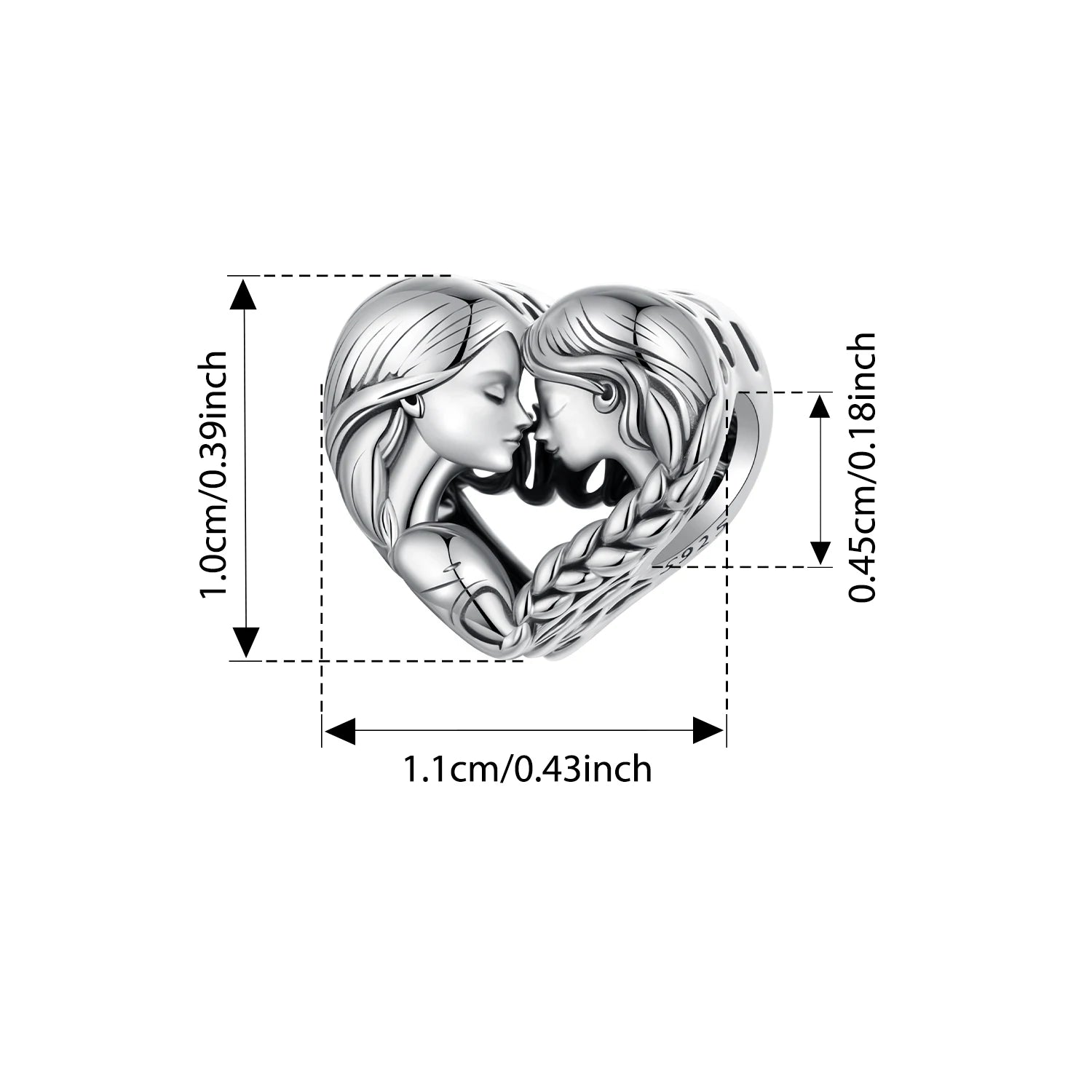 BISAER 925 Sterling Silver Heart Family Charm Angel Mother Child Hug Love Bead For Women Mother's Day DIY Bracelet Fine Jewelry