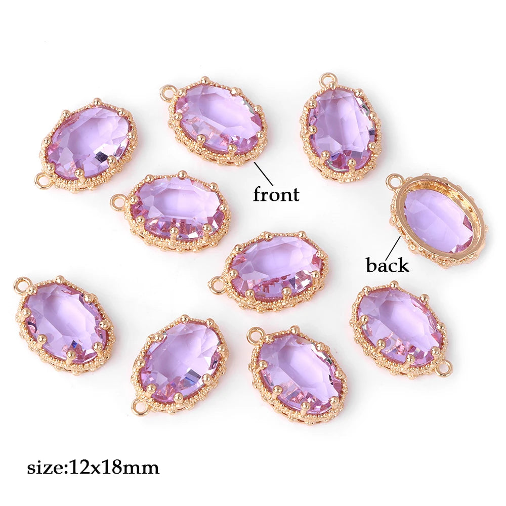 Fashoin Crystal Glass Pendant Oval Shape Rhinestone Charms For Vintage Women's Earrings Earrings Bracelet DIY Crafts Supply 5pcs