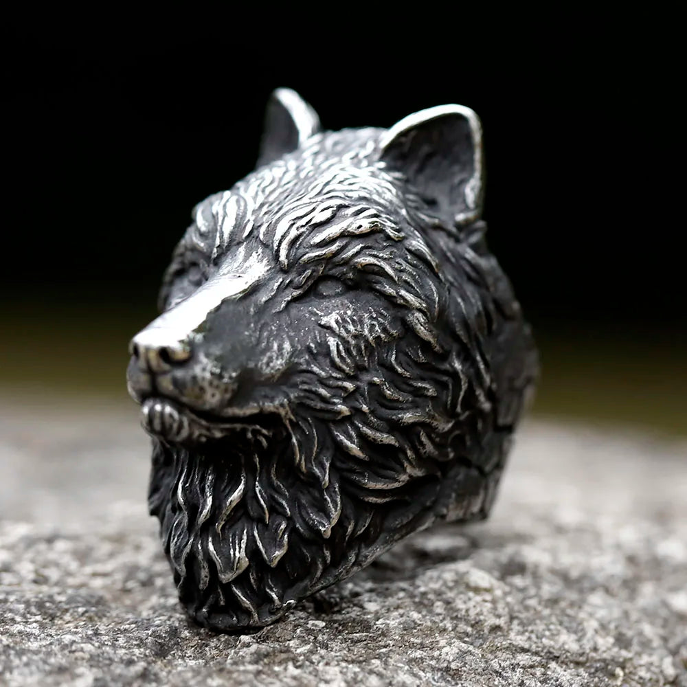 2023 NEW Men's 316L stainless steel rings Nose Viking Style Scandinavian wolf head Animal Ring Jewelry Amulet Gifts