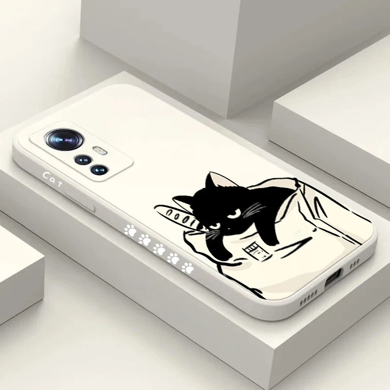 Table Cartoon Cat Phone Case For Xiaomi Poco M6 X6 F5 X5 X3 Pro Mi 11 12 13 Lite 14 11T 12T 13T Pro Shockproof Silicone Cover