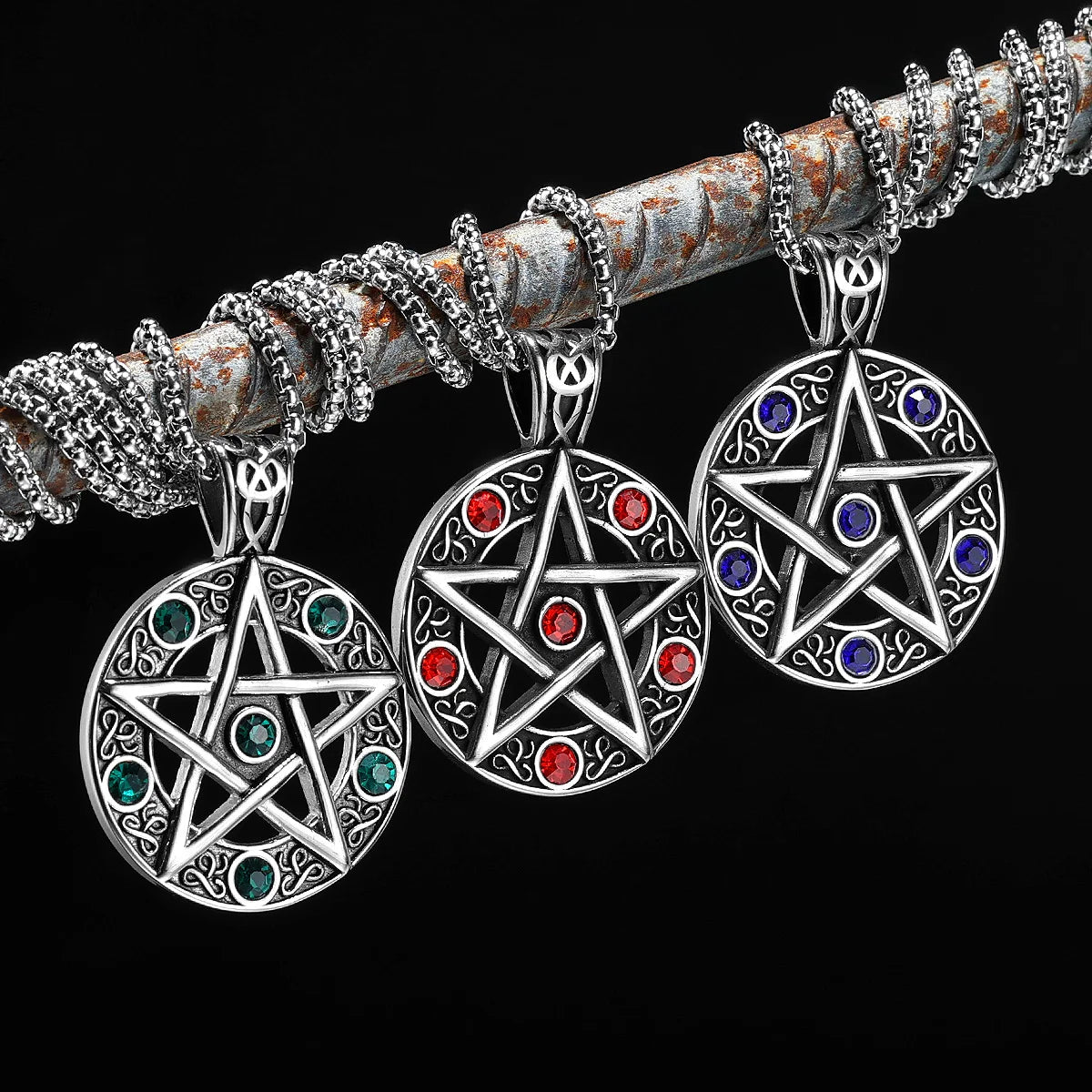 Keltische Stern-Halskette, Retro-Anhänger mit fünfzackigem Stern, 316L Edelstahl, Edelsteinkette für Männer, Rock-Punk-Hip-Hop, Männerschmuck, Weihnachtsgeschenk