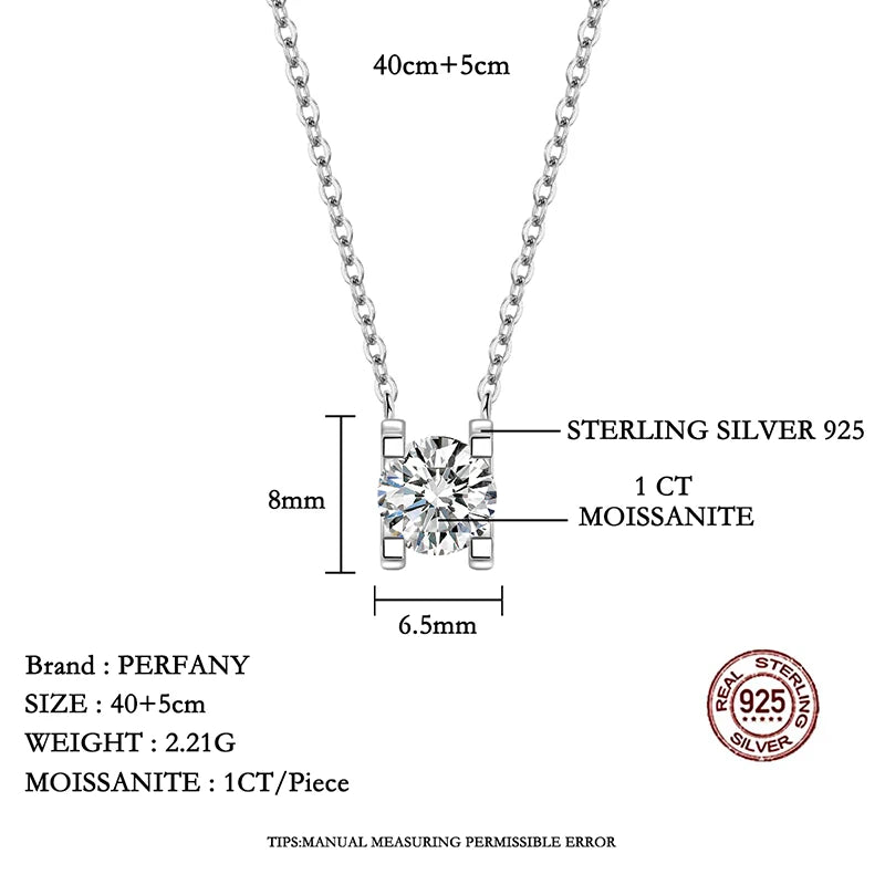 PERFANY 0.5-2CT Moissanite Necklace for Women S925 Pure Silver Classic Bull Head Laboratory Diamond Pendant Luxury Jewelry - Madeinsea©