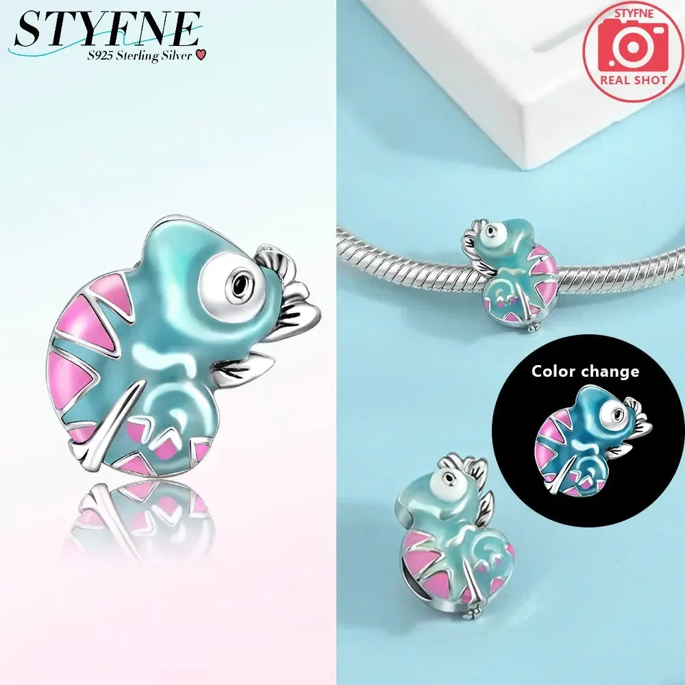 925 Sterling Silver Chameleon Luminous Firefly Butterfly Charms Beads Fit 925 Original Bracelets Fine DIY Jewelry Making