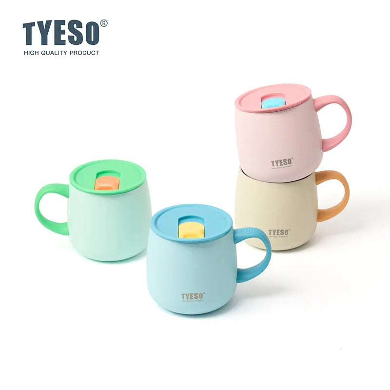 TYESO Vacuum Insulated Coffee Mug with Handle Lid Double Wall Vacuum Office Coffee Cup 355mML Vacuum Sealed for Hot Tea/Coffee