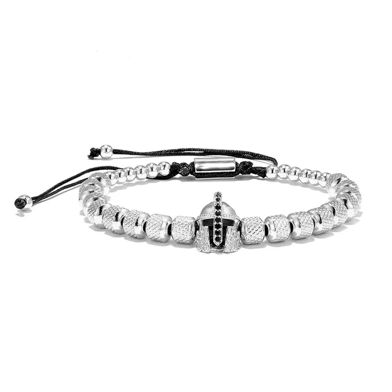 MKENDN Charm Micro Pave CZ Wikinger-Stil Kriegerrüstung Herren Armbänder Edelstahl Paar Unverblassen Handgemachtes Schmuckgeschenk