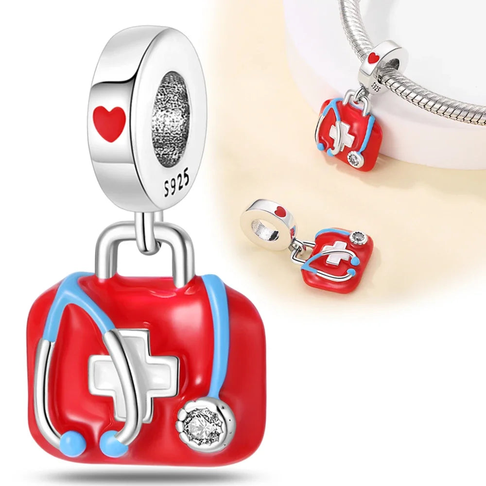 925 Sterling Silver Career Series- Doctor Teacher Art Music Charm Bead Fit Original Bracelet for Women Jewelry Making