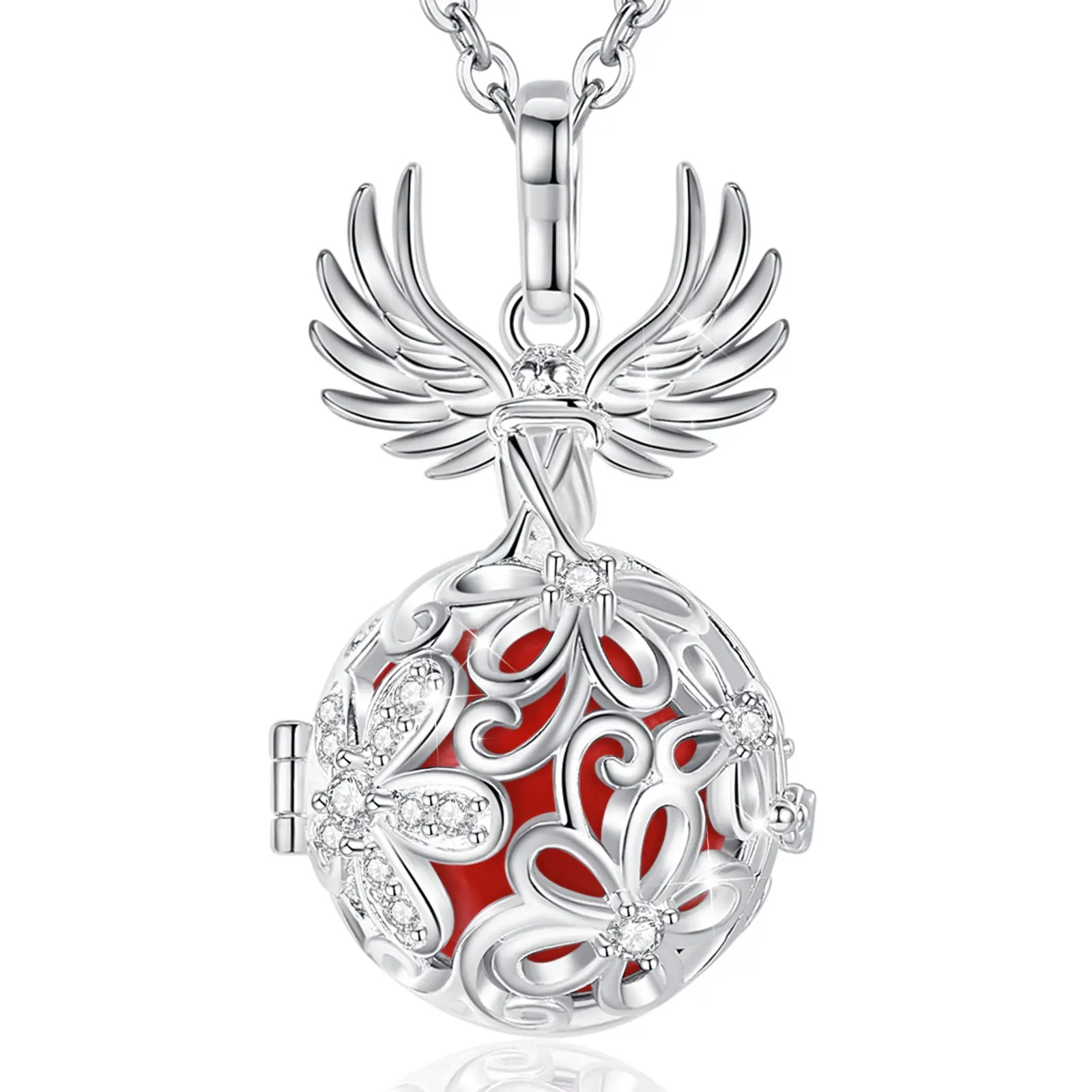 Eudora Collier Bola de Grossesse Necklace 18MM Ball Flower Angel Caller Musical Bell Pendant DIY Jewelry Gift for Pregnant Women