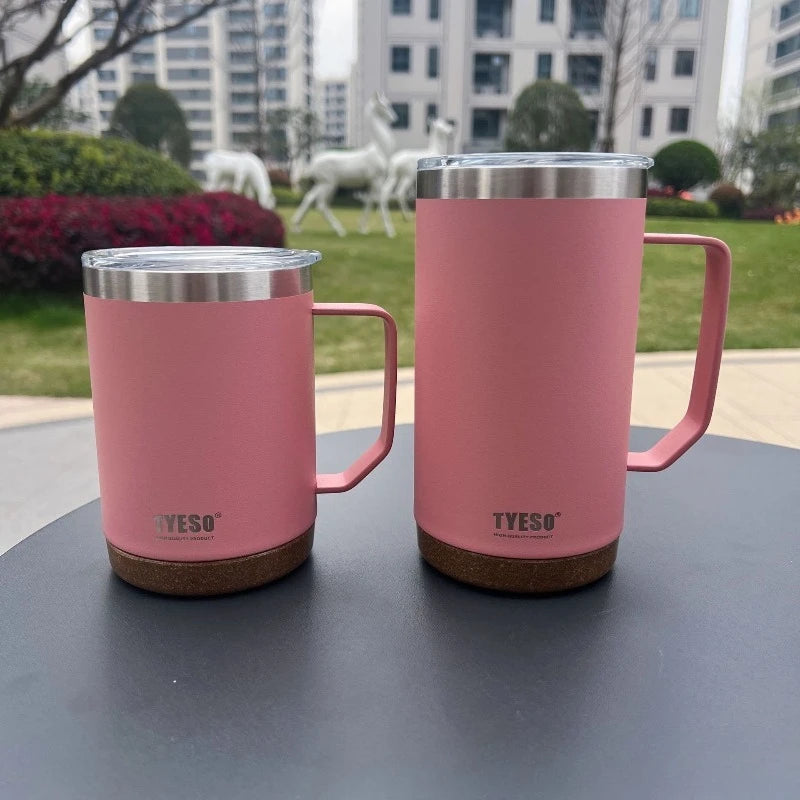 TYESO Wide Mouth Stainless Steel Coffee Mug with Leak-Proof Lid Insulated Office Travel Mug 530ml/710ml For Home Office Gift