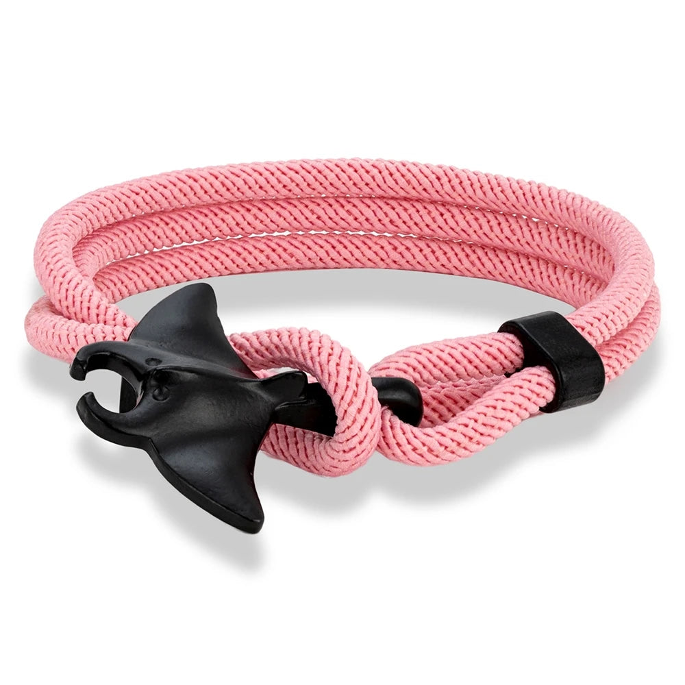 MKENDN Ocean Style Manta Ray Multilayer Rope Bracelet Charms Men Women Beach Wristband Adjustable Jewelry Homme