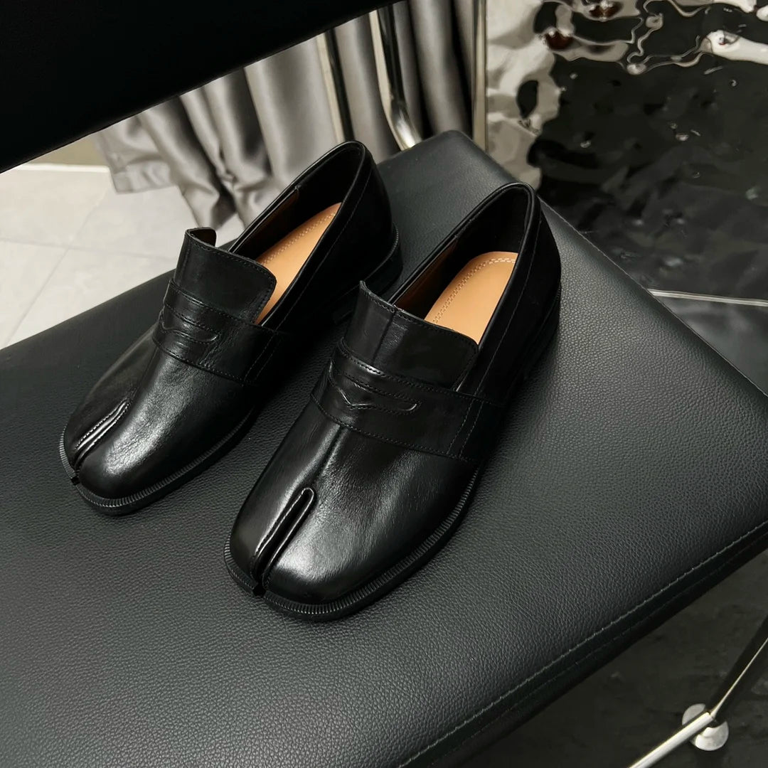 UNISEX Retro Nostalgic Horse Leather Separate Toes Women's Shoes Flat  All Genuine Leather Leather  Black Brown men's shoes
