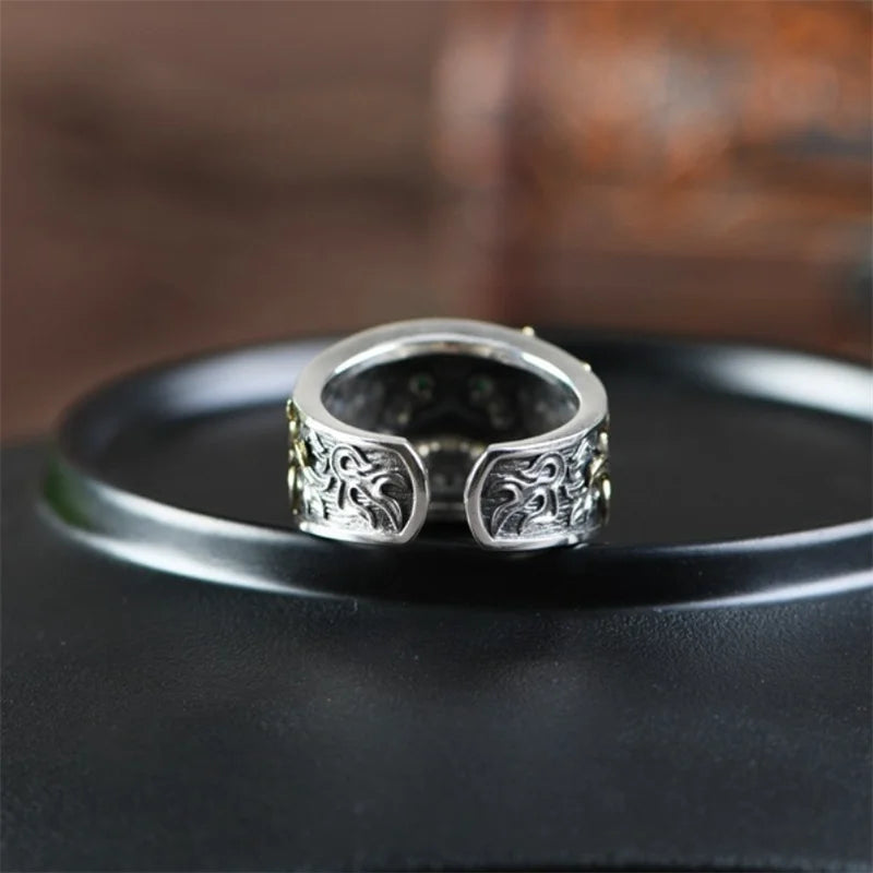 Bague en or et argent avec motif tigre pour homme, accessoire tendance, bijou masculin, taille ouverte