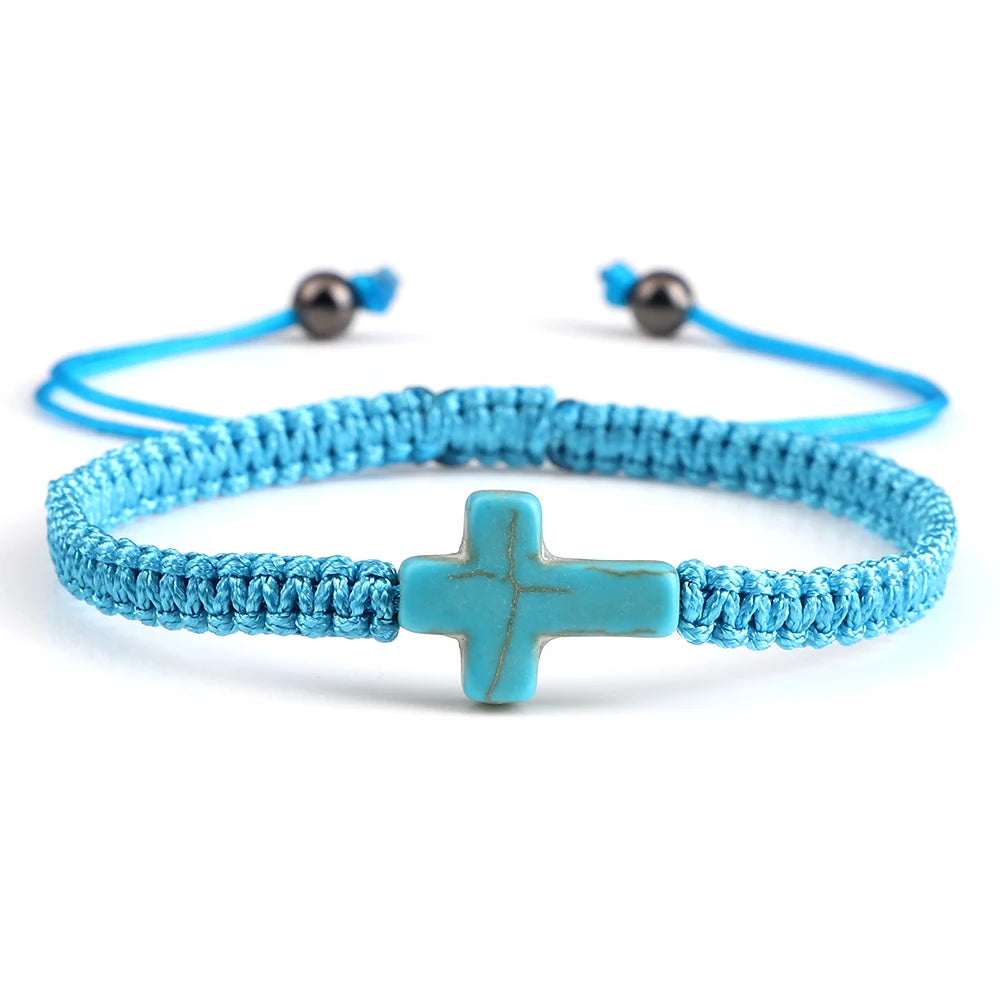 Hand Woven Jesus Cross Bracelet For Men Women Red Black Thread Braided Lucky Bracelet Fashion Couple Bracelet Friendship Jewelry