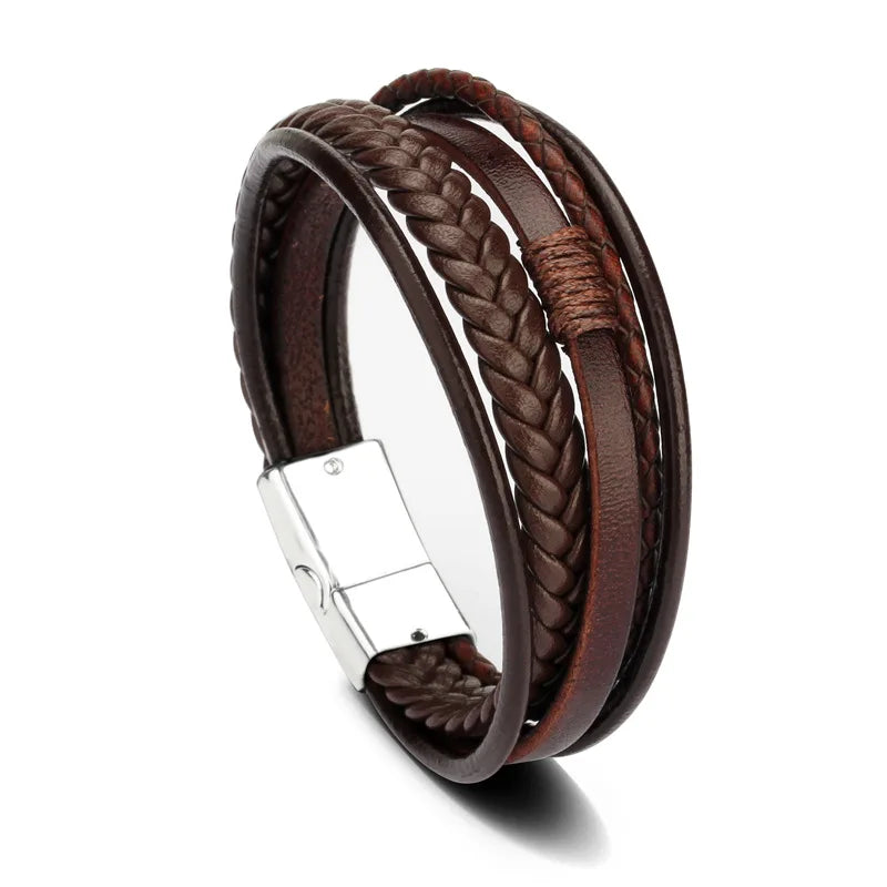 Trendy  Leather Bracelets For Men Multilayer Braided Rope Bracelets For Male Bracelets Jewelry Pulsera Hombre - Madeinsea©