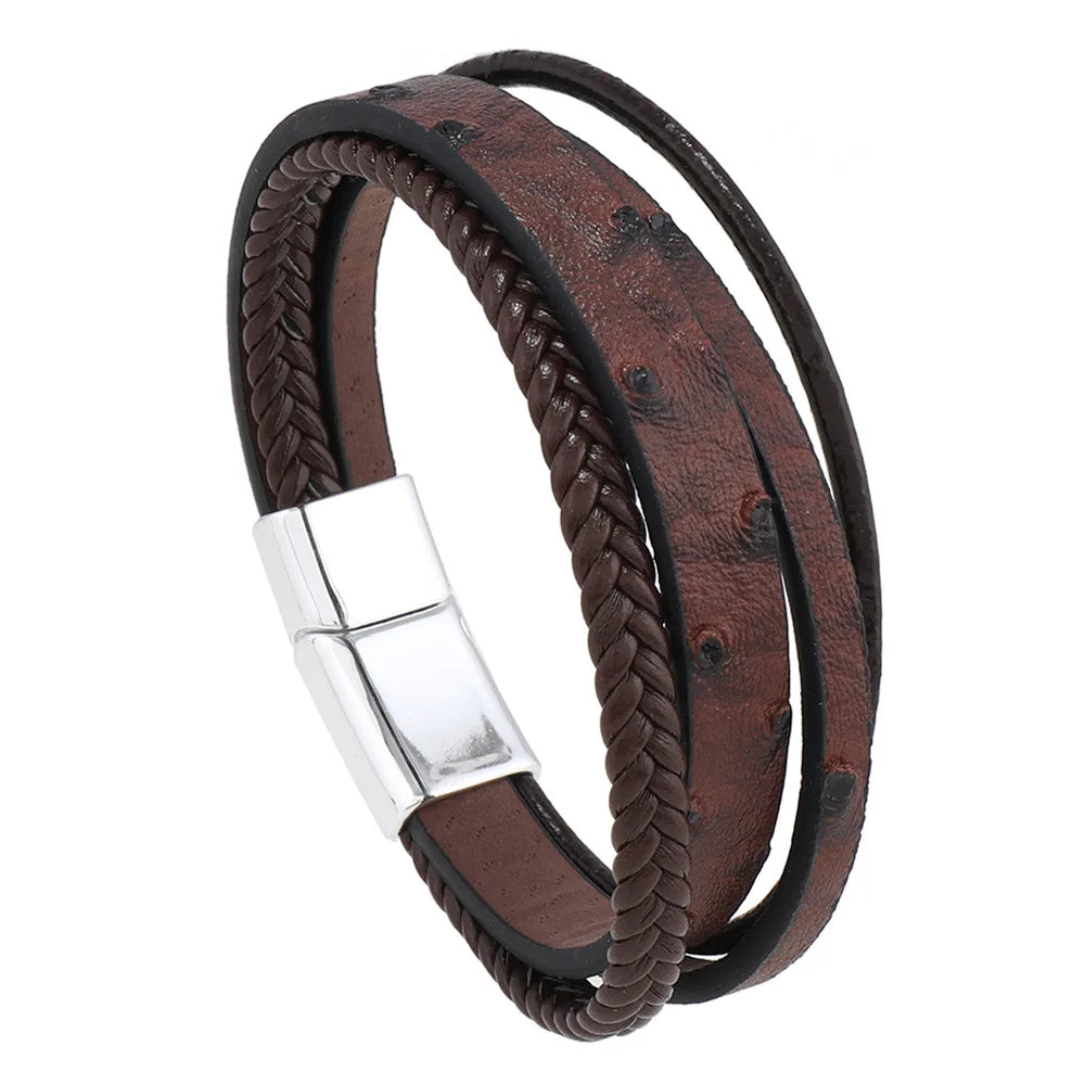 Trendy  Leather Bracelets For Men Multilayer Braided Rope Bracelets For Male Bracelets Jewelry Pulsera Hombre - Madeinsea©