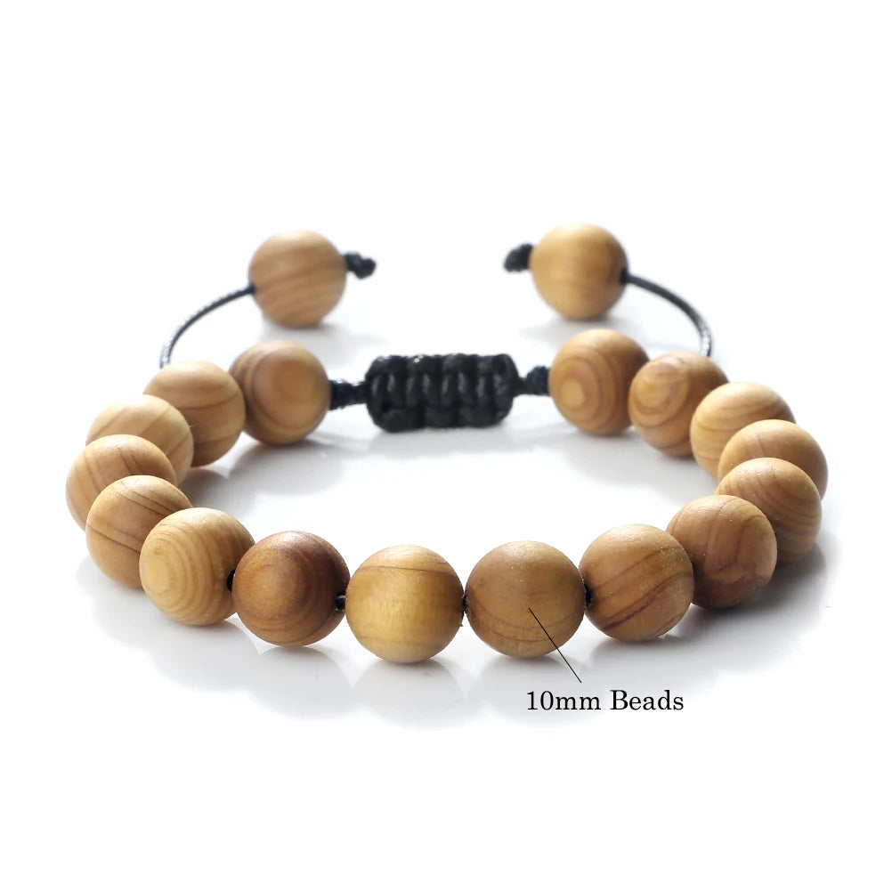 High Quality Cliff Cypress Wooden Beads Bracelets Women Men Meditation Handmade Stretch Bracelets Healing Yoga Jewelry 6/8/10mm