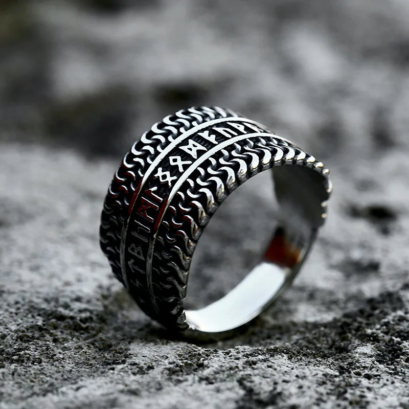 Viking Knot/Runes Stainless Steel Ring