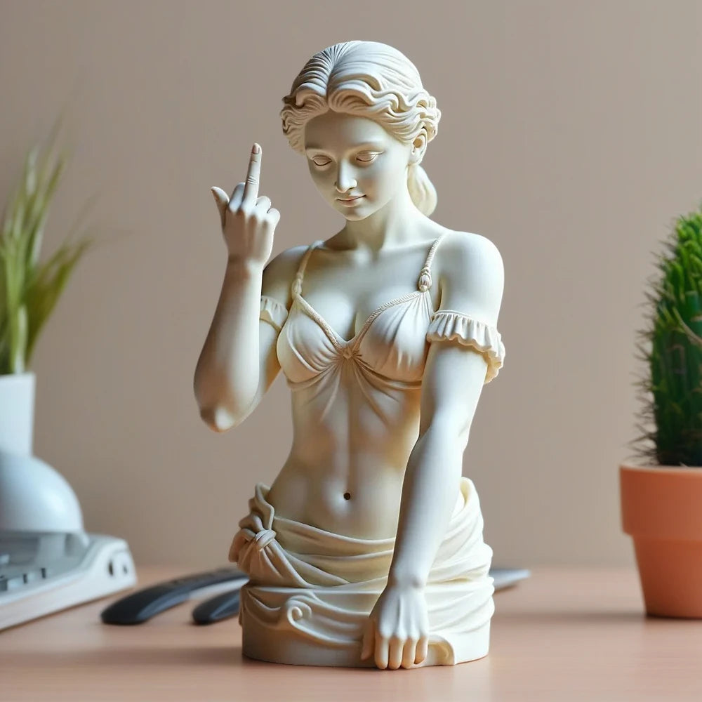 3D Venus Statue Vienna Goddess Vertical Middle Finger Ornament Parody Resin Office Home Cultural Decoration Gifts for Friends