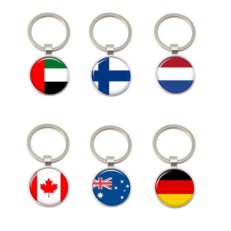Porte-clés DIY Canada Somalie Espagne France Espagne USA Argentine Hongrie Venezuela Photos Pendentif en verre cristal Porte-clés souvenir