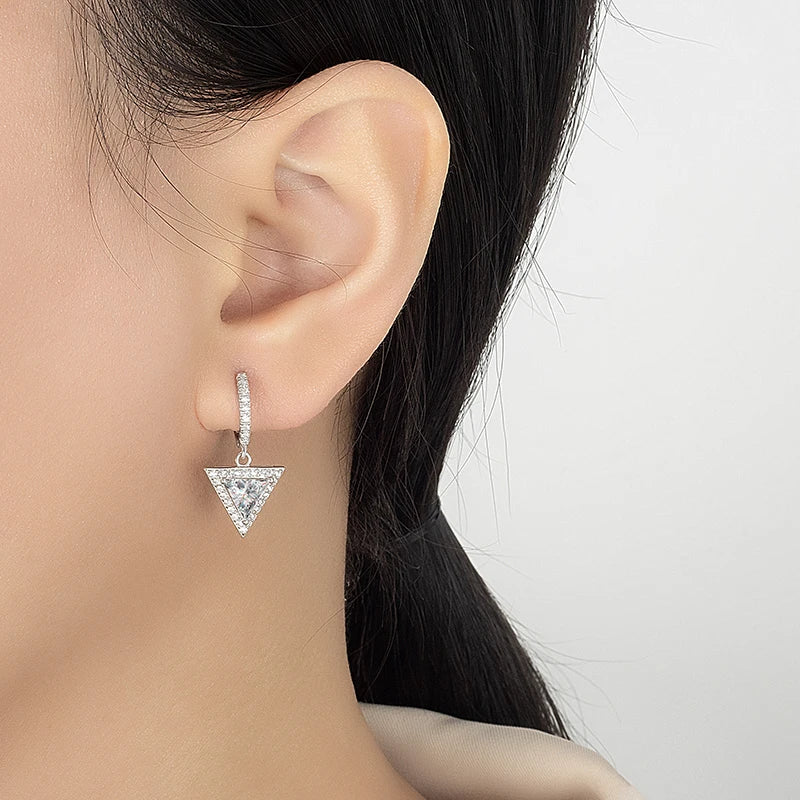 PERFANY 0.5/1CT Triangular Moissanite Drop Earring Women S925 Pure Silver Laboratory Cultivate Diamond Luxury Wedding Jewelry - Madeinsea©