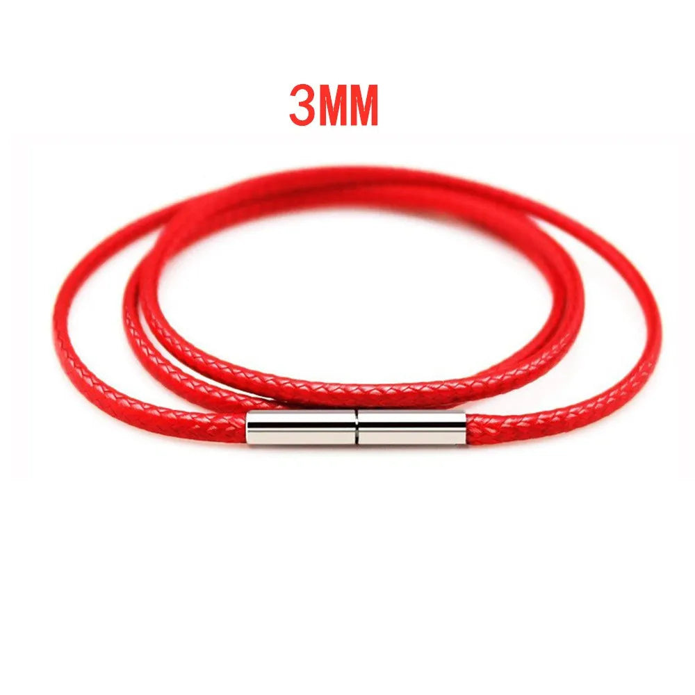 MKENDN Black Leather Chain Necklace for Diy Women Men Handmade Braid Rope Long Necklace 40/50/60/70CM Neck Pendant Chain Jewelry