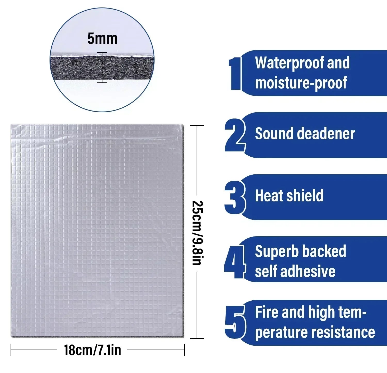 Thick Aluminum Fiber Muffler Cotton Car Auto Fender Heat Sound Deadener Insulation Mat Sound Proofing Mat Pad 20X500cm for Car - Madeinsea©
