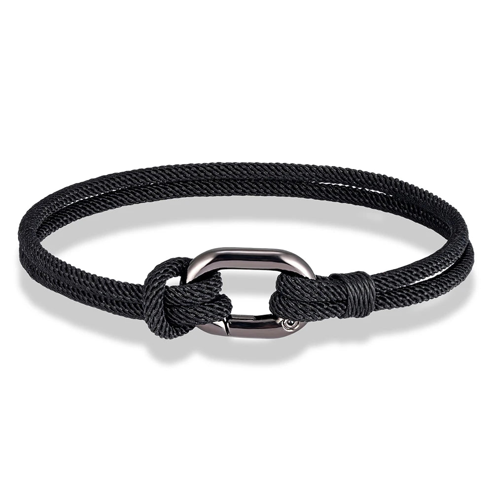 MKENDN Sport Style Handmade Braided 3mm Rope Bracelet Oval spring buckle Bracelet Couple Gift Leisure Accessories Homme Pulseria