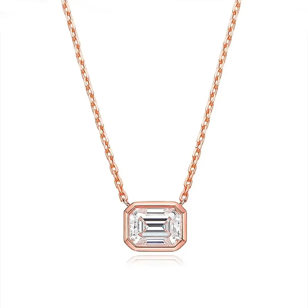 Serenity 1ct 2ct Emerald D Moissanite Necklace for Women Gift Rectangle Lab Diamond Pendant Necklace 925 Sterling Silver Jewelry - Madeinsea©
