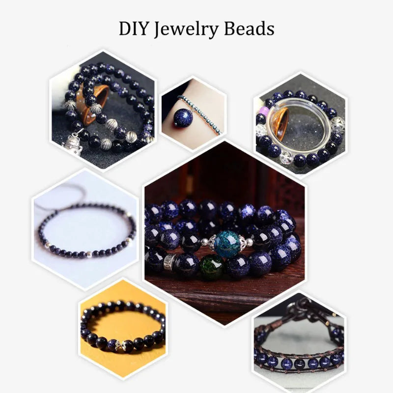 Wholesale Grade A Natural 6/8/10/12mm Blue Sandstone For Jewelry Making Smooth Round Loose Beads DIY Bracelet Necklace Earring