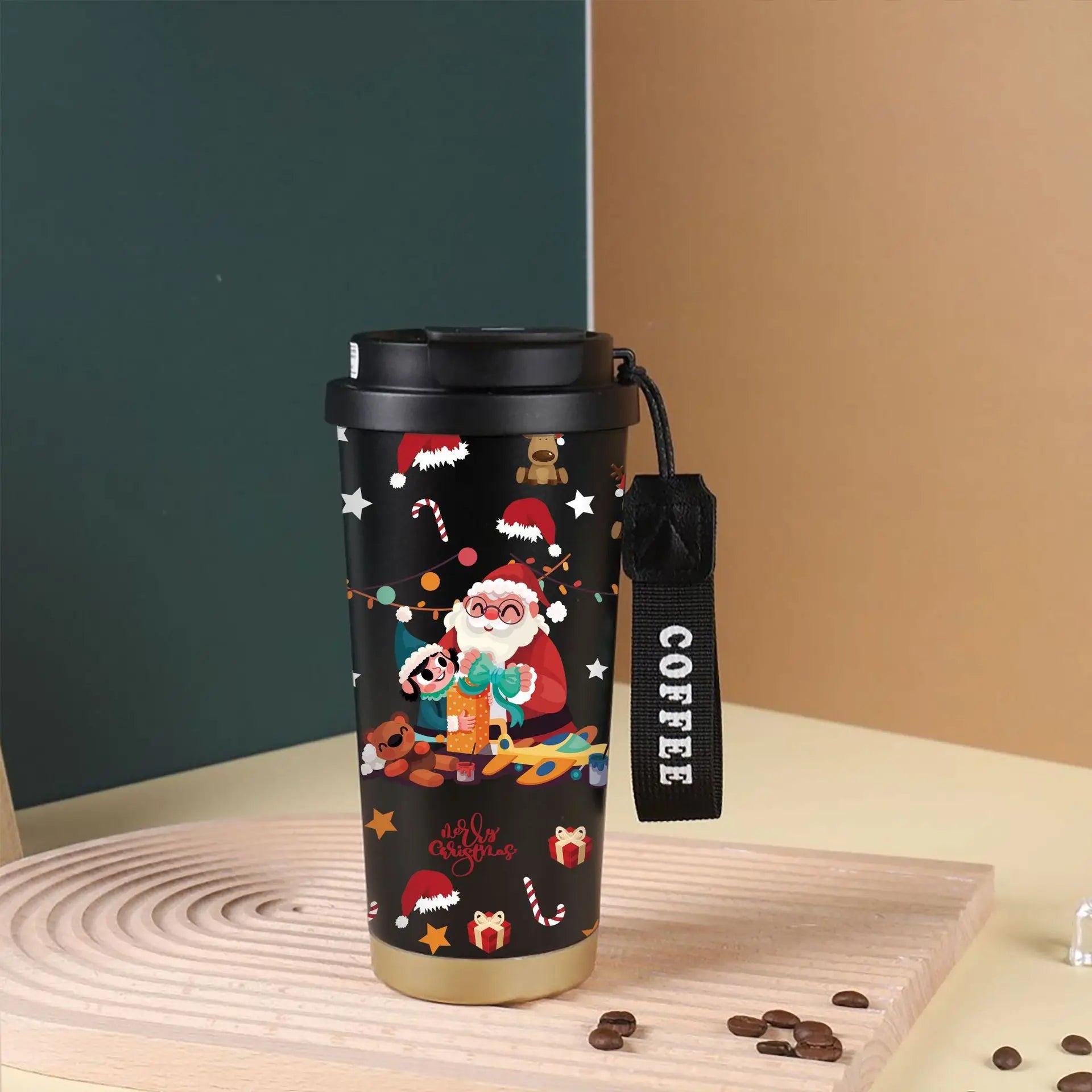 Christmas thermos cup 316 stainless steel lily of the valley coffee cup cartoon Christmas holiday gift