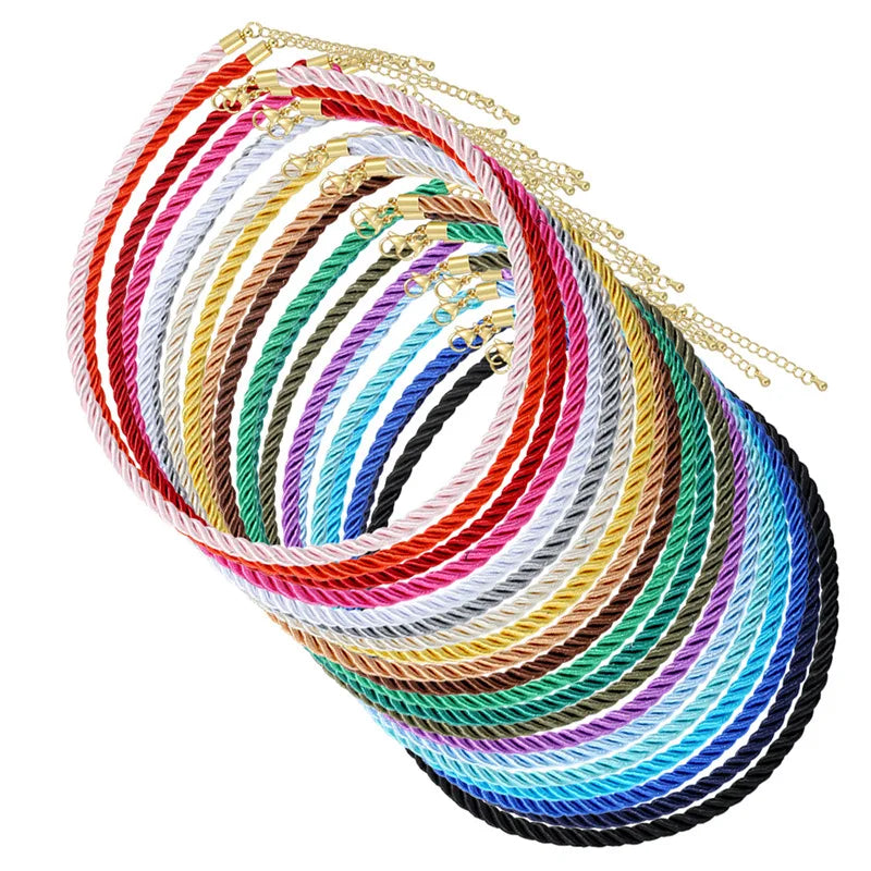 MKENDN 20 colors For Choose Braided Silk Rope Necklace Cords With Bright Gold Finish For DIY Pendant Jewelry Making Accessories - Madeinsea©