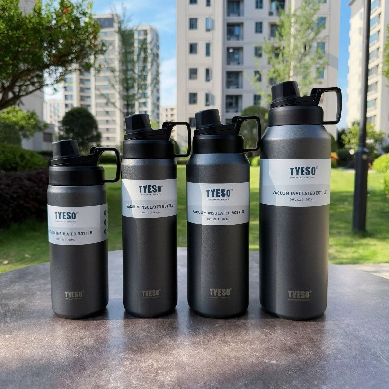 TYESO Insulated Water Bottle Stainless Steel Vacuum Flask for Outdoor Sports Gym Travel Hot/Cold Retention Leak-Proof Portable