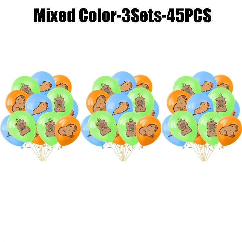15PCS/1Set Capybara Party Latex Balloons for Children Cute Capybara-themed Birthday Animal Party Decorations Shower Supplies