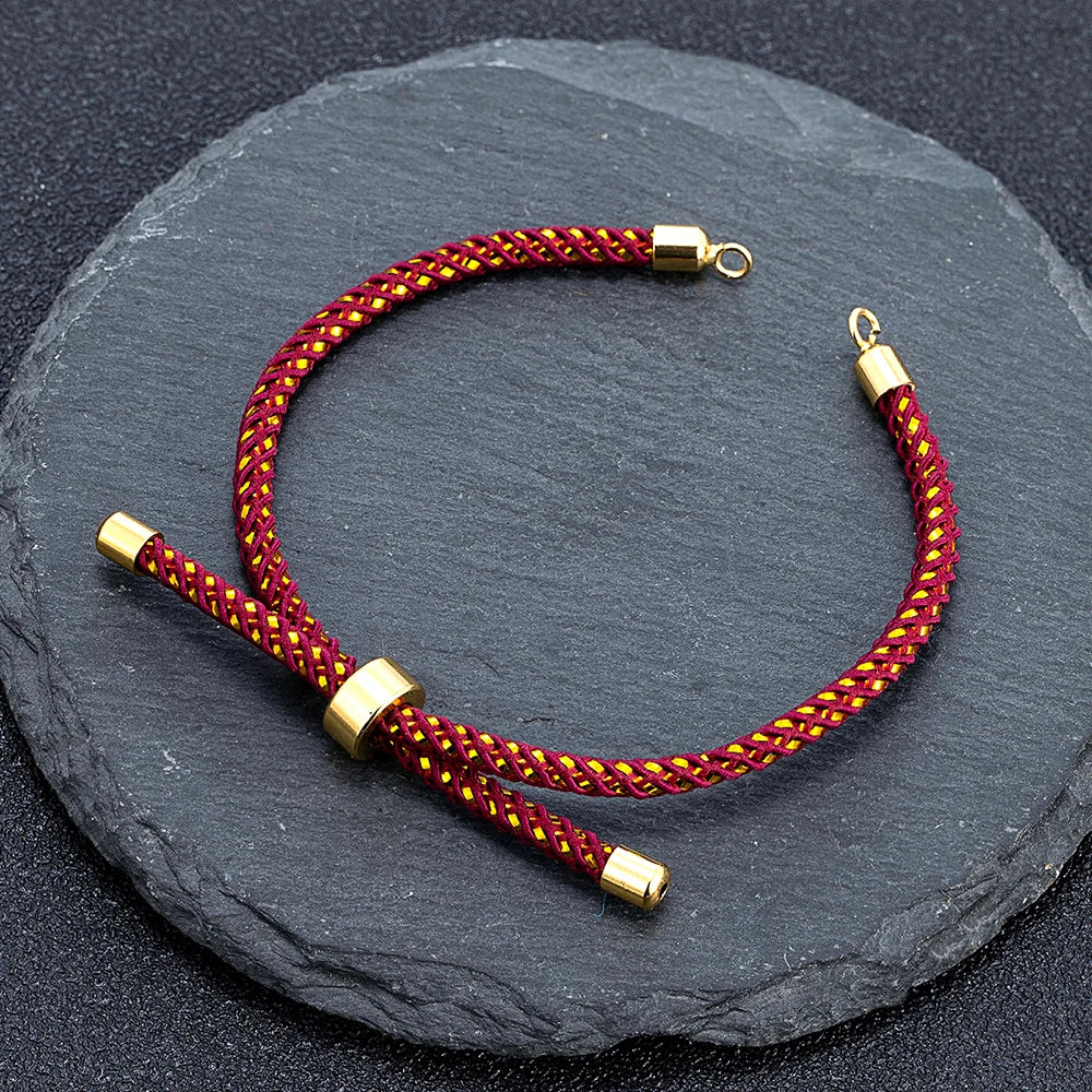 MKENDN Adjustable Rope Cord Sliding Bracelet with Slider Silk Cord Bracelet  Braided Rope Bracelet 3mm String Bracelet for Bead