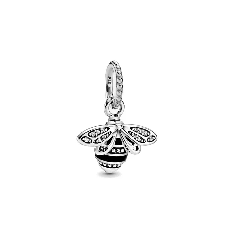 Europe NEW 925 Sterling Silver Spring Flower Bee Charm cute cow duck cat snake dog Bead Fit Original Bracelet Jewelry For Gift