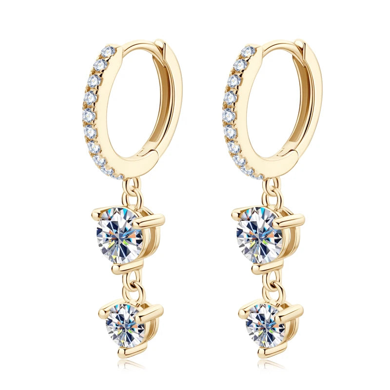 OXTAO 925 Sterling Silver Classic Moissanite Tassel Hoop Earrings Women'S Wedding Jewelry Fashion Jewelry Gift GRA Certificate