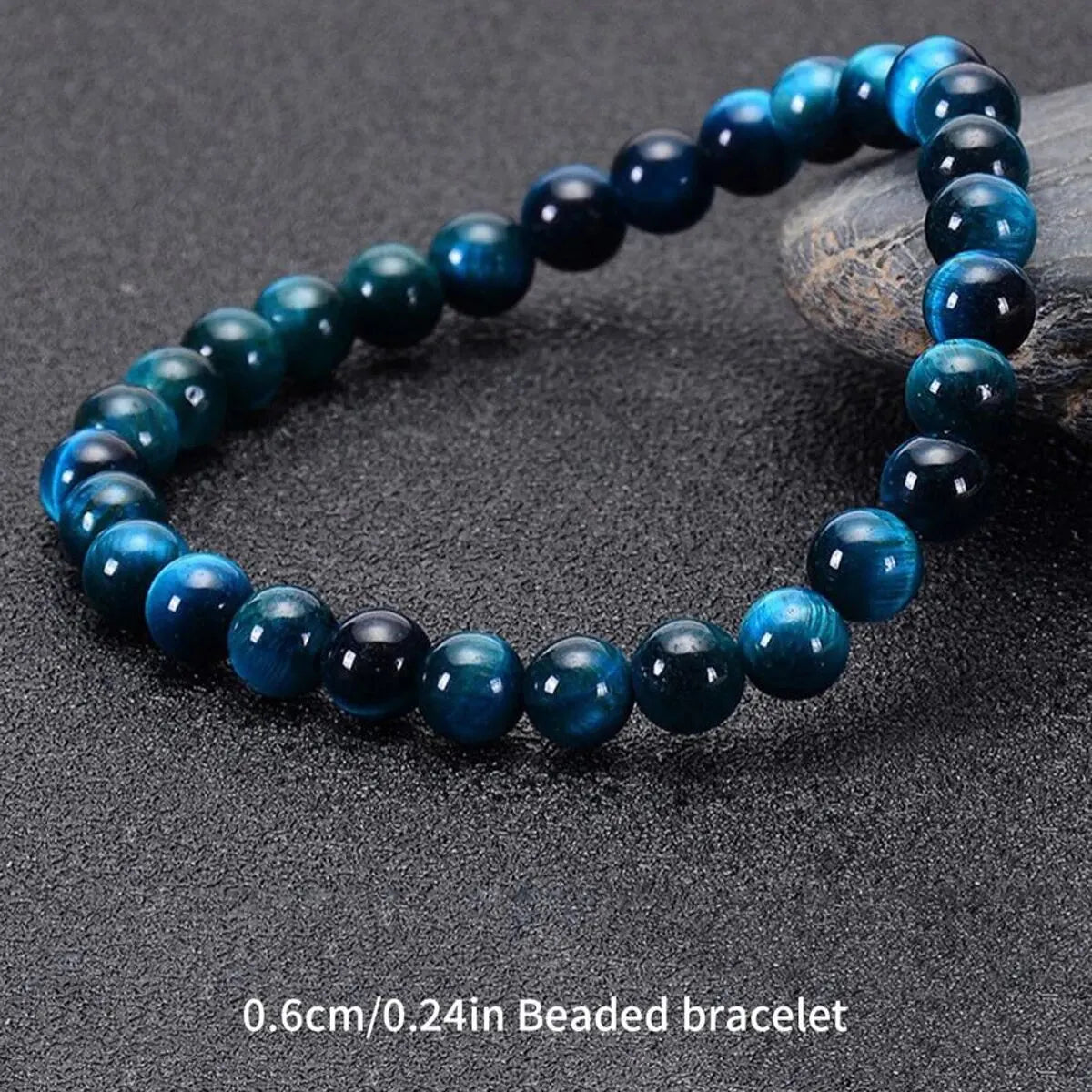 1Pc 6/8/10mm Minimalist Blue Tiger Eye Stone Beaded Bracelet Natural Stone Round Beads Bracelet For Daily Decoration