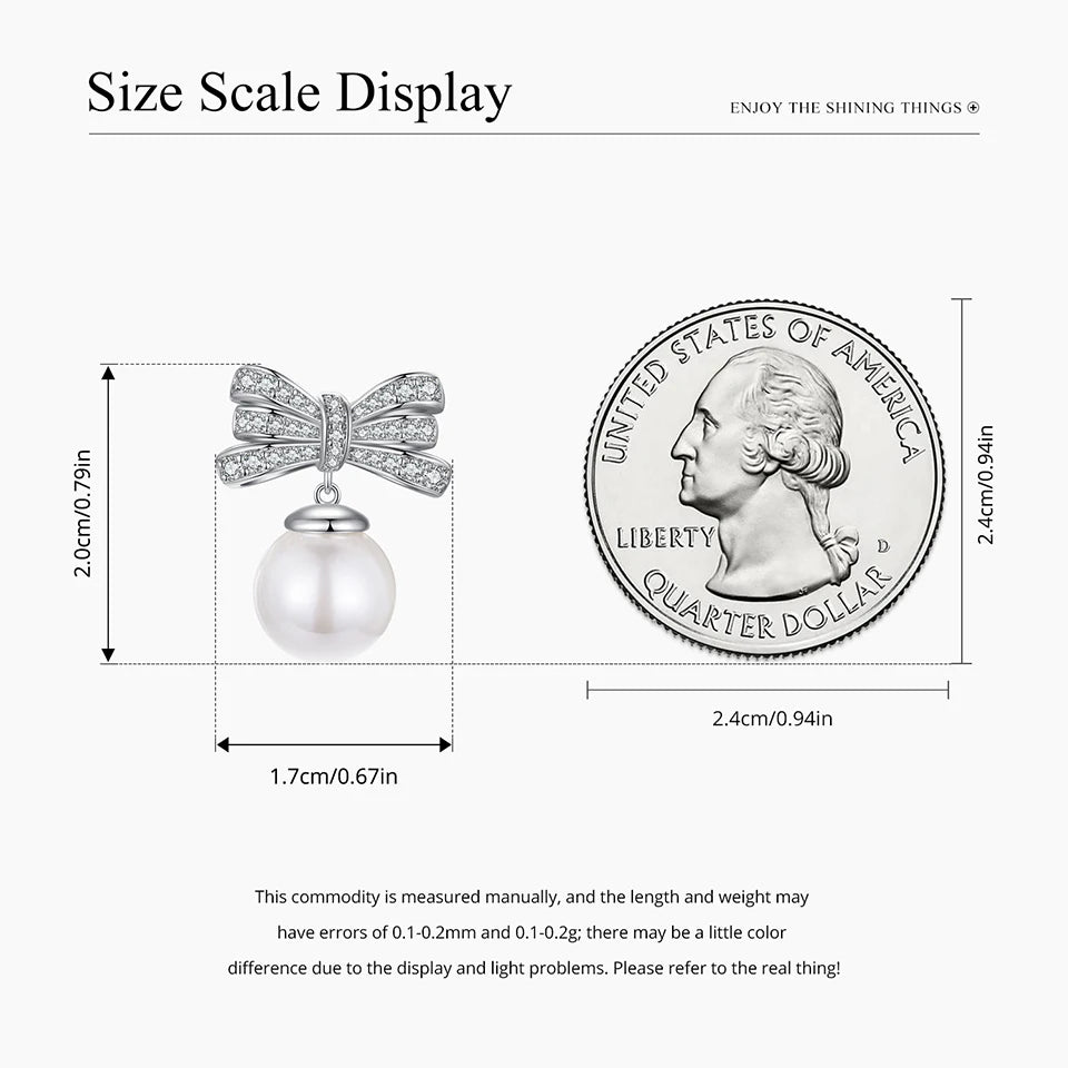 BISAER Boucles d'oreilles à tige en perles avec nœud papillon classique et élégantes, plaquées or blanc, pour femme, fête, fiançailles, bijoux tendance YIE247