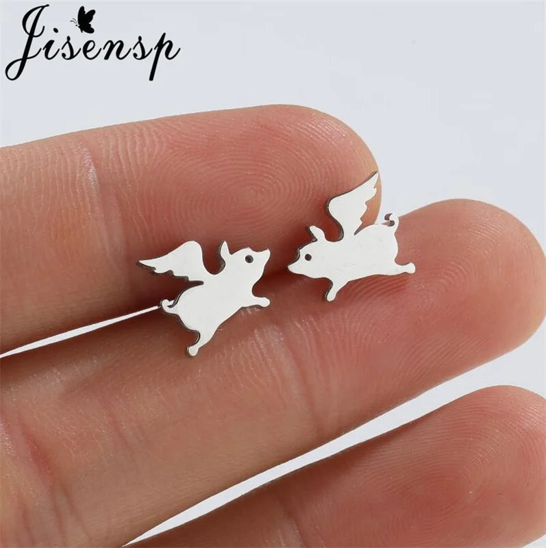 Jisensp Cute Bunny Rabbit Carrot Earrings Animal Stainless Steel Women Earrings Korean Fashion Jewelry for Girlfriend Gift