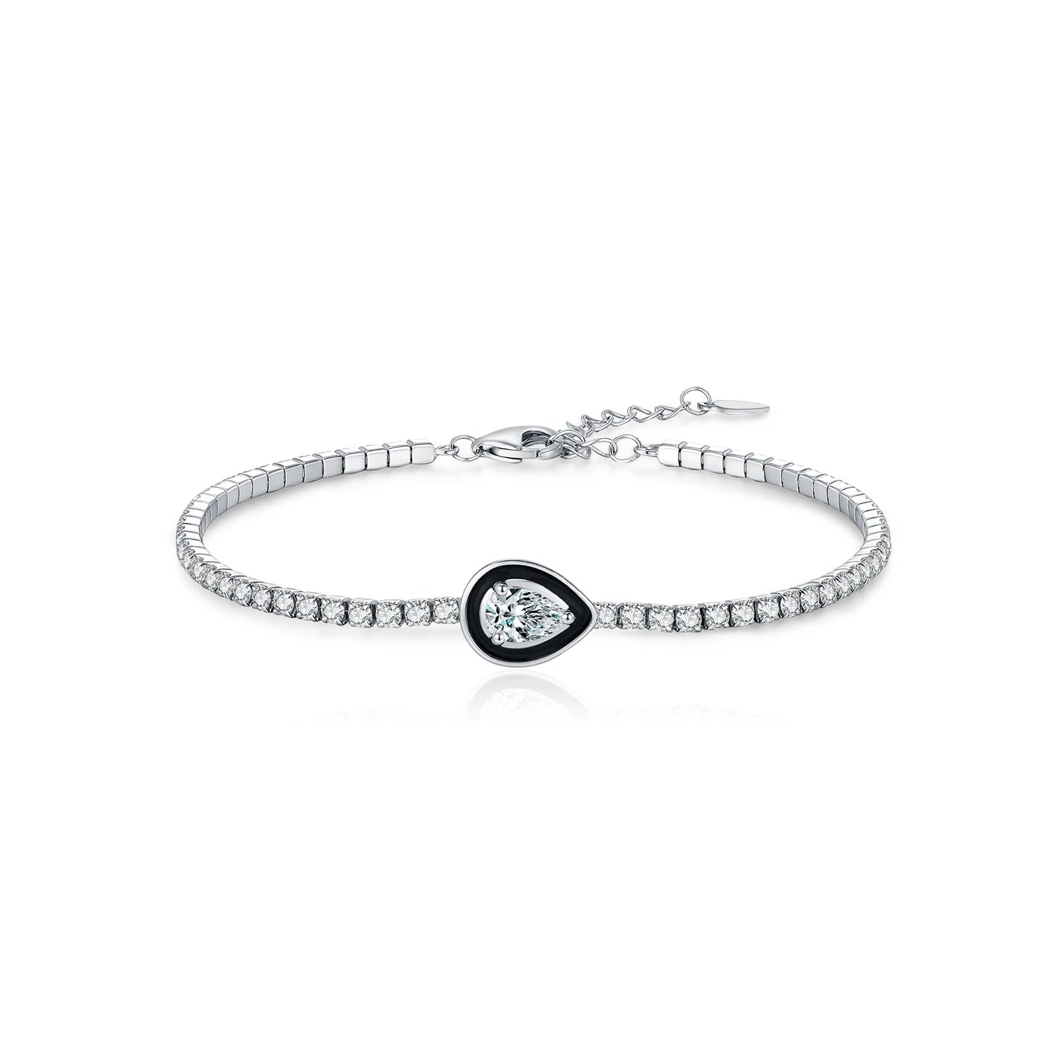 MODIAN Trendy Tennis Bracelets 925 Sterling Silver Charming Black Enamel Bracelet Water Drop CZ Bracelets For Women Fine Jewelry