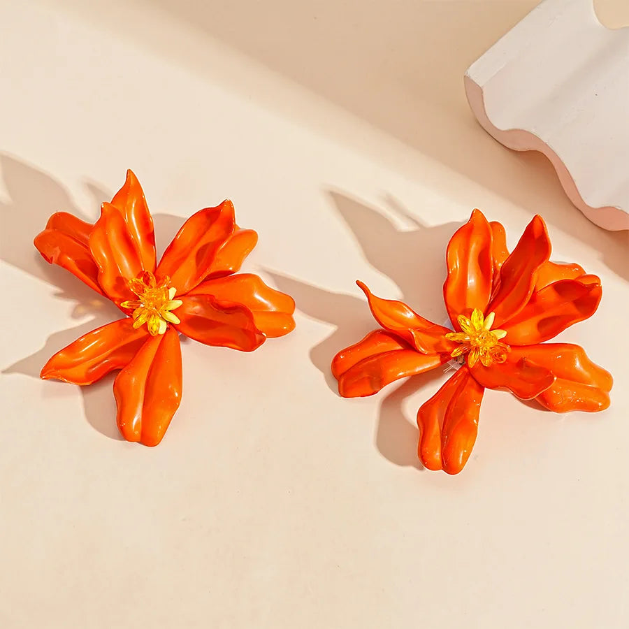 2025 New Vacation Acrylic Glass Flower Petals Silver Needle Earrings